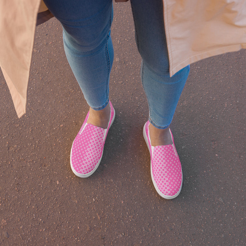 Pink Women’s slip-on canvas shoes - Objet D'Art