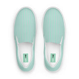 Mint & Steel Blue Striped Women’s slip-on canvas shoes - Objet D'Art