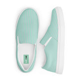 Mint & Steel Blue Striped Women’s slip-on canvas shoes - Objet D'Art
