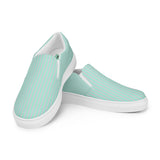 Mint & Steel Blue Striped Women’s slip-on canvas shoes - Objet D'Art