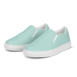 Mint & Steel Blue Striped Women’s slip-on canvas shoes - Objet D'Art