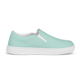 Mint & Steel Blue Striped Women’s slip-on canvas shoes - Objet D'Art
