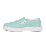 Mint & Steel Blue Striped Women’s slip-on canvas shoes - Objet D'Art