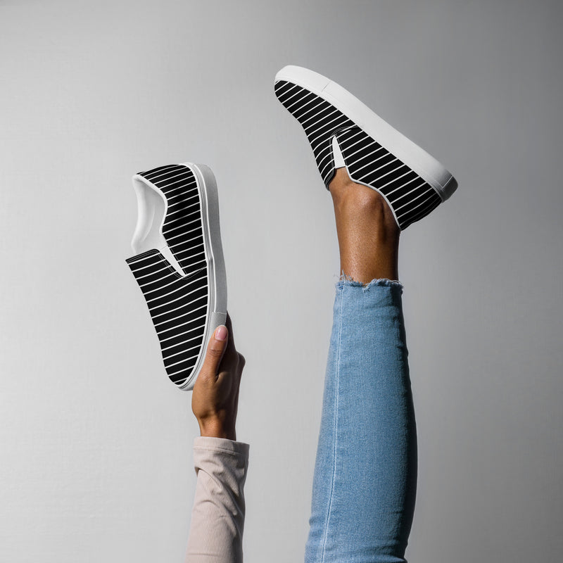 Striped Women’s slip-on canvas shoes - Objet D'Art