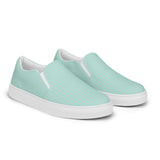 Mint & Steel Blue Striped Women’s slip-on canvas shoes - Objet D'Art